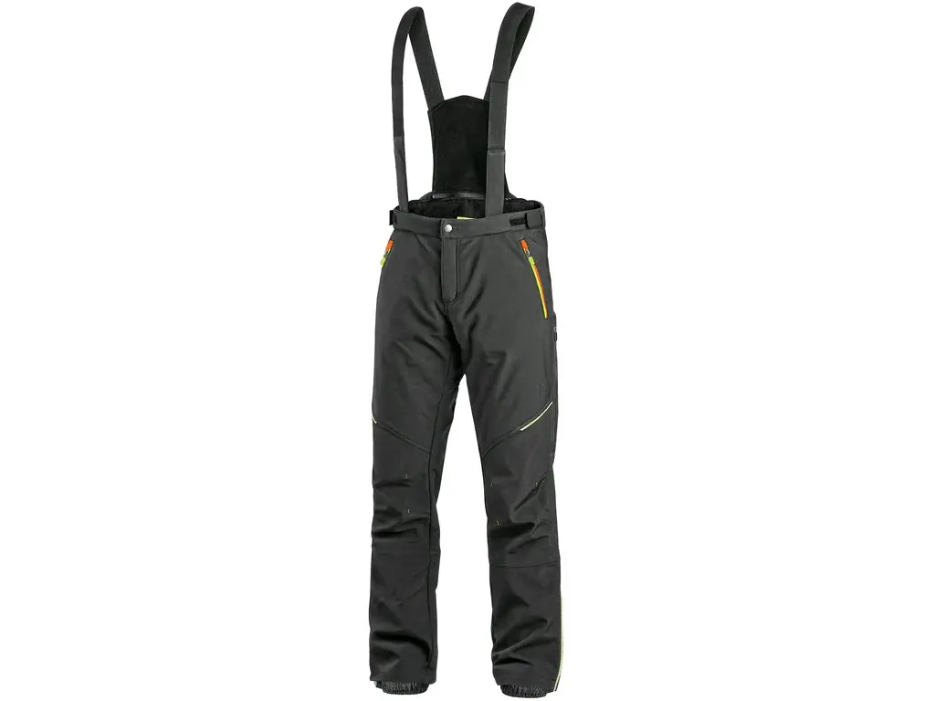 Fotografie Kalhoty CXS TRENTON, zimní softshell, pánské, černé s HV žluto/oranžovými doplňky, vel. 50